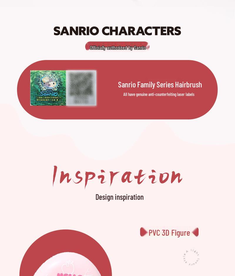 Лицензированная Sanrio Милая мультяшная расческа-массажер с воздушной подушкой в форме сердца
