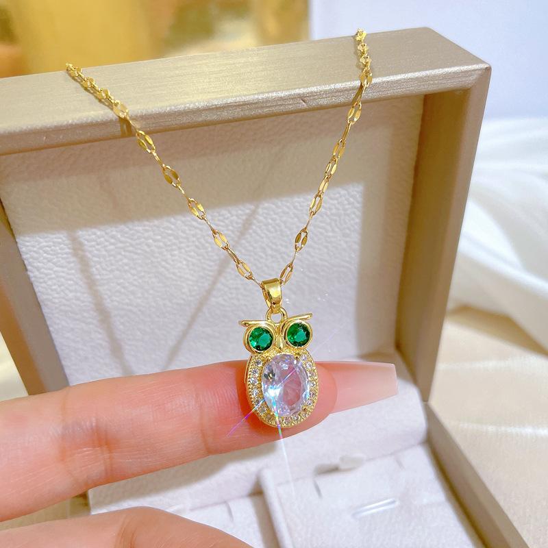 Titanium Steel Owl Light Luxury Banquet Wedding Necklace Female Versatile Collarbone Chain Titanium Steel Chain