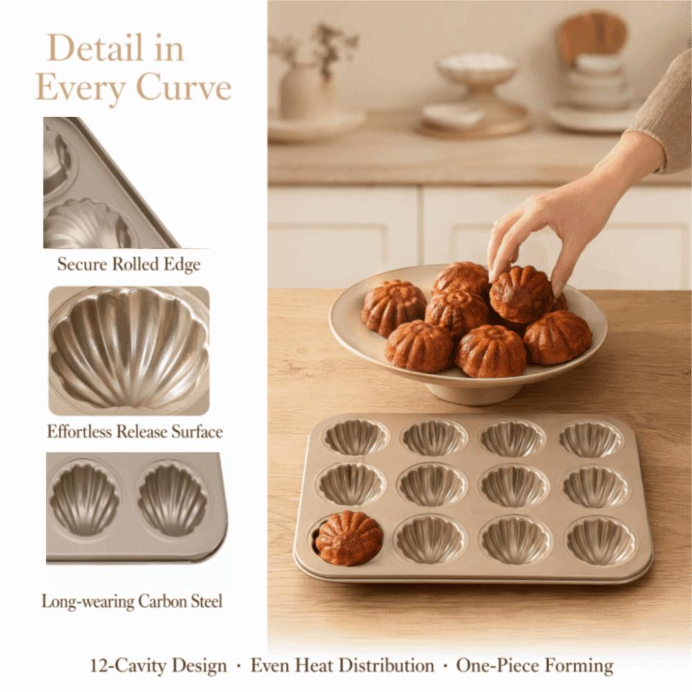 12 Cavity Cookie Tray Heat Resistant Madeleine Mold Cake Pan Professional Baking Mold Desserts