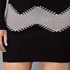 Women Autumn O Neck Long Sleeve Color Block Bodycon Warm Mini Sweater Dress