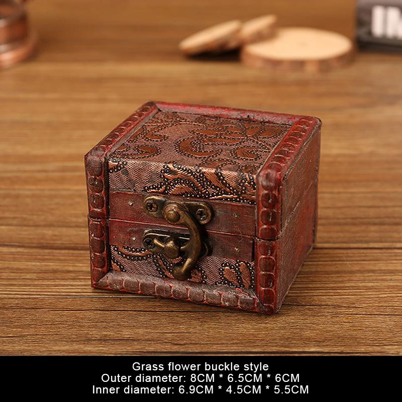 Chinese Style Vintage Wooden Jewelry Box With Lock Trinket Packing Box For Ring Brooch Bracelets Earrings Ear Studs Storage Box