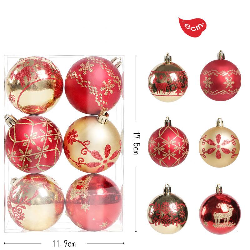 6 шт./кор. Рождественский шар, украшение для елки, подвесное украшение, расписанное вручную, 6 см, черно-белые новогодние подарки