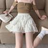 Женская кружевная юбка-трапеция с оборками и высокой талией - Милый, стройнящий, защищающий от посторонних глаз, весенне-летний стиль