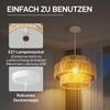 Pendant Lamp, 3-Tier Lampshade, Metal, Hemp Rope, Light Brown