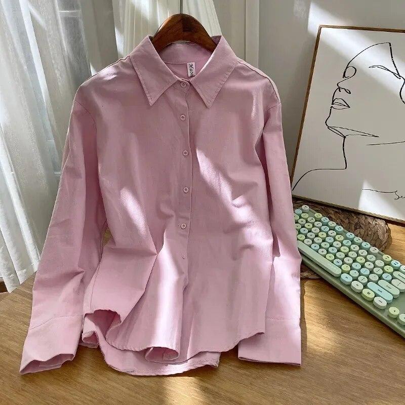 Толстая женская рубашка на осень-зиму, повседневная свободная рубашка с воротником-поло, кардиганы, хлопковая блузка, одежда, однотонные топы 29619