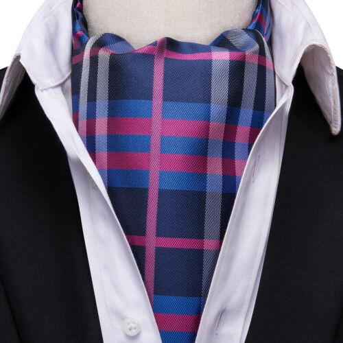 Mens Ascot Tie Set Paisley Cravats Red Black Blue Gold Pink Silk Vintage Scarf