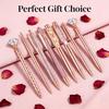 Набор шариковых ручек 8 шт. Rose Gold - Стильные металлические ручки с хрустальными акцентами - Идеально для студентов, офиса, подарков, роскошная ручка