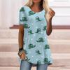 Плюс размер женская летняя синяя футболка с принтом динозавра с коротким рукавом и круглым воротником, повседневные мешковатые футболки средней длины