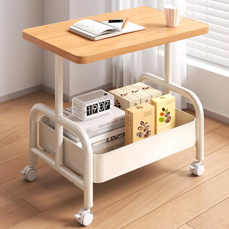 Shanshan Wood Art Tea Table, Living Room Movable Side Table, Sofa Storage with Wheels, Coffee Table, Bedroom Storage Rack, Small Table