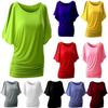 Women's Plus Size Off-Shoulder Batwing Sleeve Irregular T-Shirt