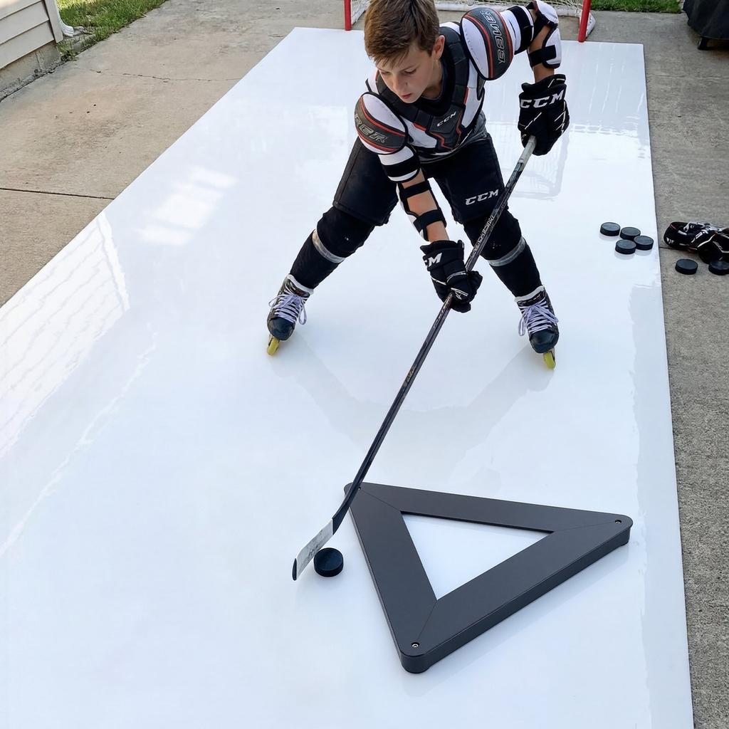 Triangle Hockey Passer, Heavy-Duty Multi-Angle Rebounder, Hockey Passing Aid, Passing & Stick Handling Trainer, Off-Ice & On-Ice Portable Equipment,