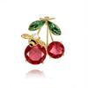 New Cute Red Cherry Bee Brooch Women Unisex Alloy Zircon Gentle Simple Sweet Fashion Fruit Series Brooch Pin Gifts PD514