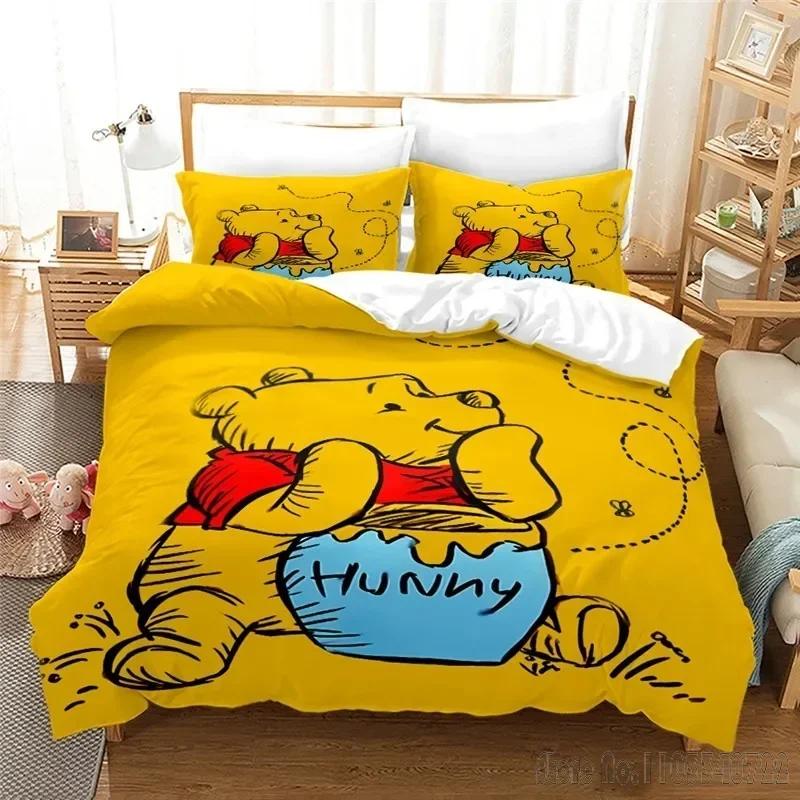 Winnie The Pooh Piglet Honey Pot Cartoon Duvet Cover Set HD Comforter Cover for Kids Bedding Sets Bedclothes Bedroom Decor