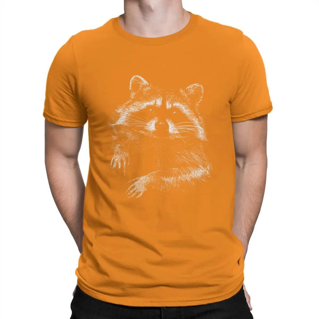 Cute T Shirts Unisex Pure Cotton Vintage T-Shirts Round Neck Raccoon Mammal Tees Short Sleeve Tops New Arrival