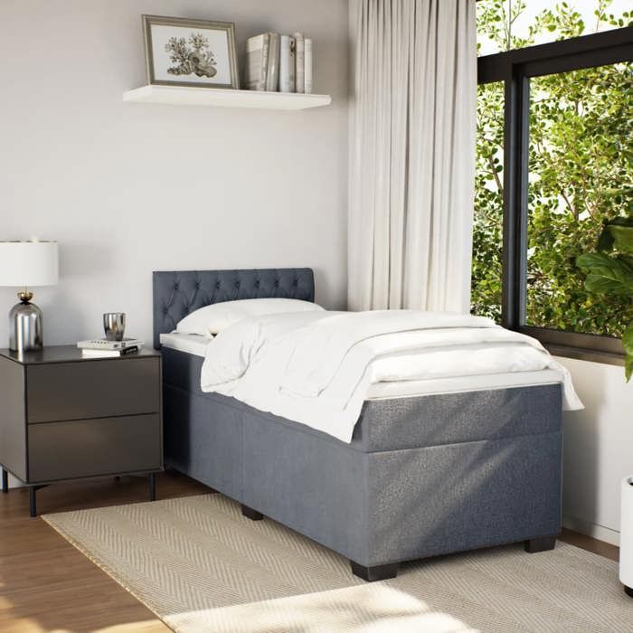 Maison Exclusive - Sommier à lattes de lit et matelas Gris foncé 90x200 cm Velours