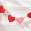 Pre-Made Hanging Loop Felt Heart Garland Red Pink Color Valentine Bunting Banner  For Home Mantle