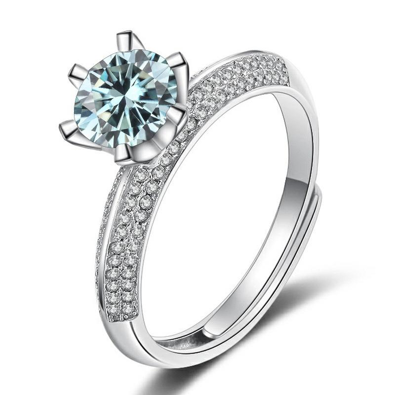 Bague Ringen Роскошное кольцо с бриллиантом из муассанита цвета D 1 карат, женское кольцо из стерлингового серебра S925, ювелирные украшения для свадьбы, регулируемый размер