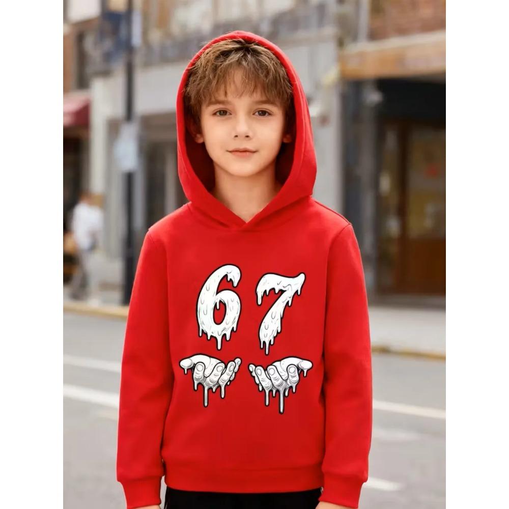 Spring Autumn 67 Six Seven Funny Meme Children's Hoodie Boys Girl Hooded Pullover Hiphop Streetwear Soft Casual Kids Sweatshirt Pullover Top