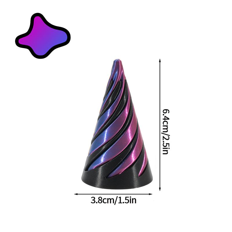 3D Printed Spiral Cone Toy Through Pyramid Toy Spiral Cone Helix Screw Fidget Impossible Pyramid Passthrough Sculpture Decor