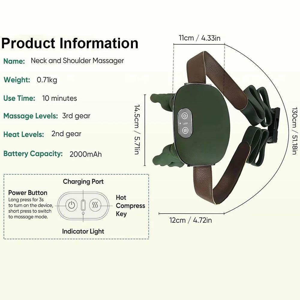 Греющий компресс Подогреваемый массажер для шеи Бионическая рука Устройство для массажа шейного отдела позвоночника Трапециевидная мышца