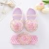 Обувь для новорожденных, кружевная обувь для крещения маленьких девочек, милая детская мягкая обувь для малышей 0–18 месяцев с резинкой для волос