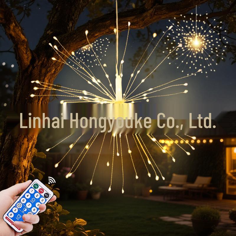 Outdoor Christmas Solar Firework LED Lights - Decorative Copper Wire Fairy String for Patio and Garden