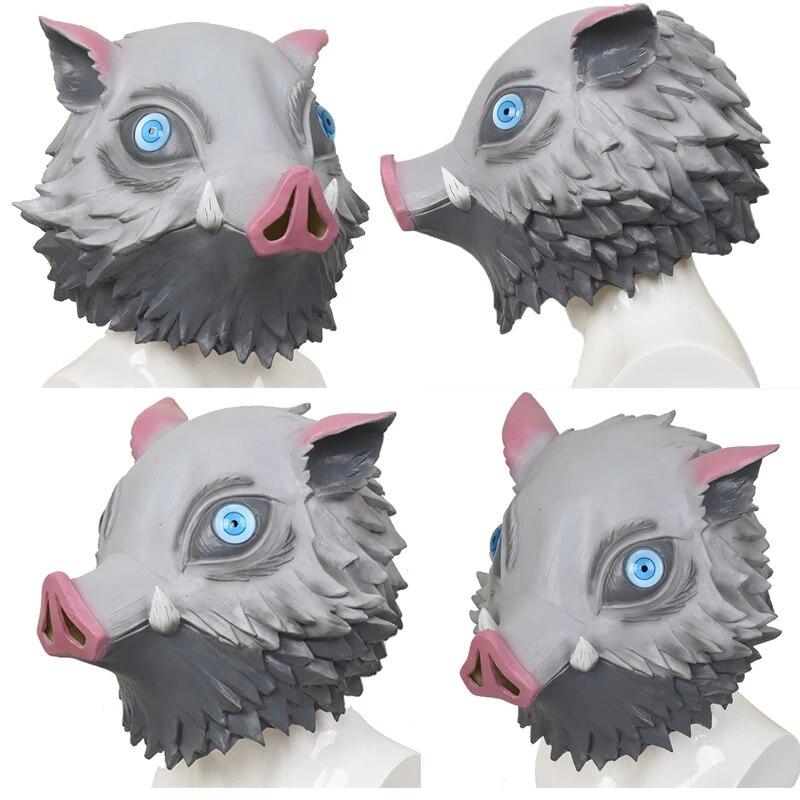 Аниме Hashibira Inosuke Косплей Костюм Убийца Демонов Kimetsu No Yaiba Pig Силиконовая Маска Брюки Для Хэллоуина