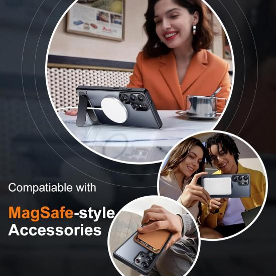 UYUXIO Magnetic Mobile Phone Case with Kickstand for Samsung Galaxy S26 S25 S24 S23 Ultra FE S22 Plus A16 A55 A56 Stand Cases