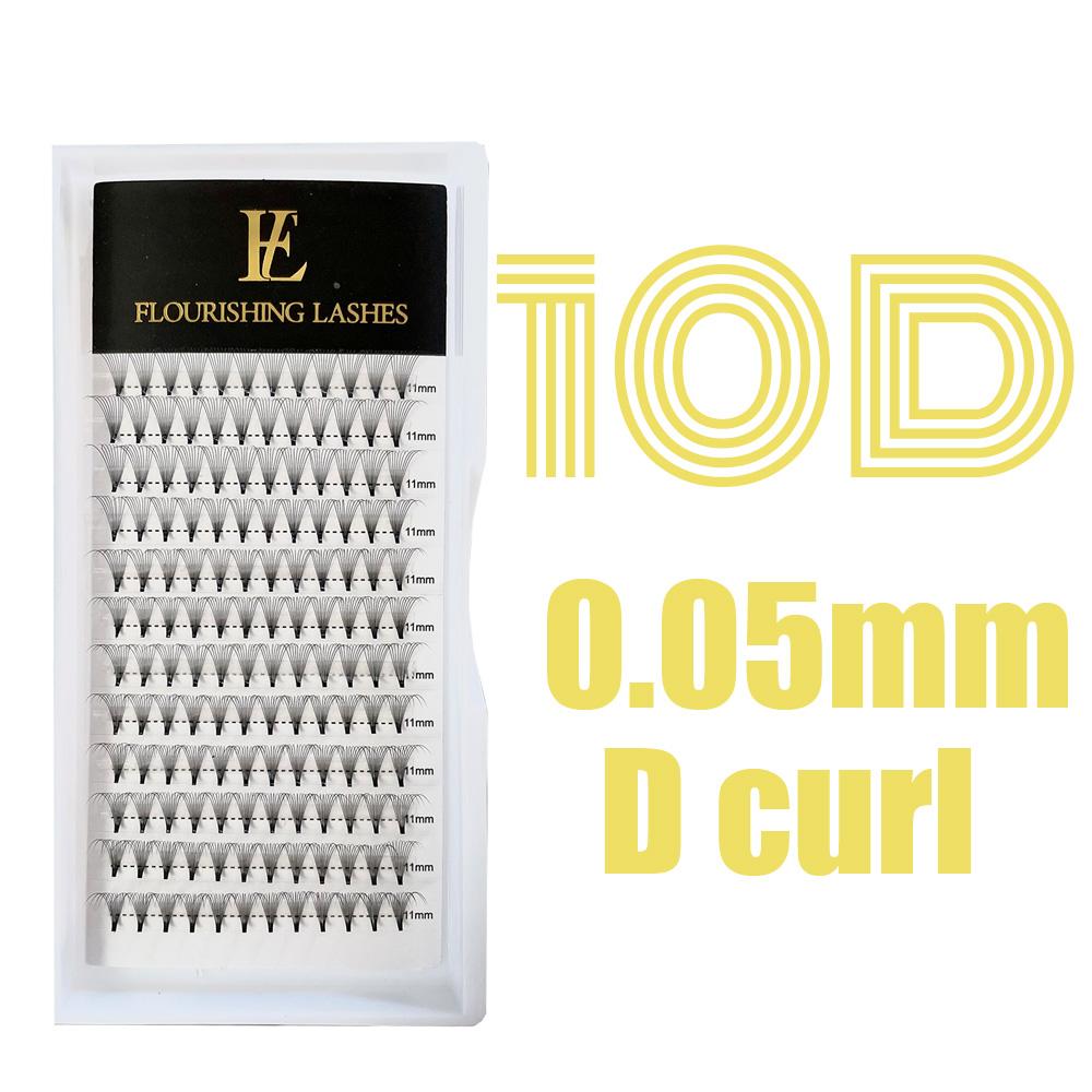 Flourishing Lashes Handmade Dark Black Pre-Made Cat Eye False Eyelashes with 6D-8D Volume PBT Material 12 Rows Super Soft Bloom