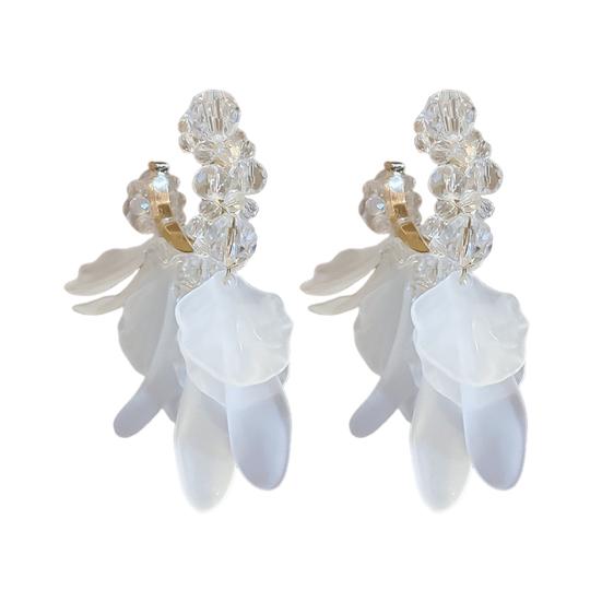 1 пара серег-гвоздиков с кисточками, серьги-капли с декором в виде лепестков из прозрачного акрила, праздничные серьги-заявления