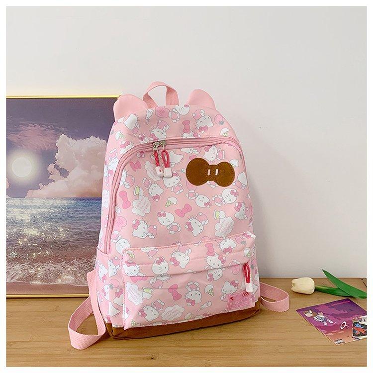 Школьная сумка в стиле new hello kitty, студенческий рюкзак, милый и минималистичный, студенческий рюкзак, вместительная сумка на два плеча