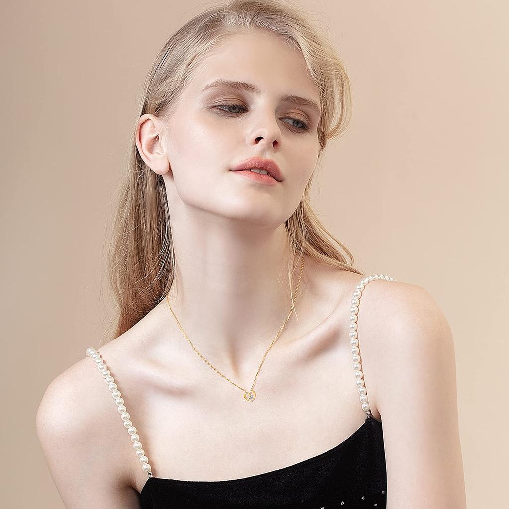 K18 Gold Necklace Open Heart Lab Grown Diamond Dancing Gemstone Swaying Shine Christmas White Day Birthday Anniversary Present Gift Wrapping Included