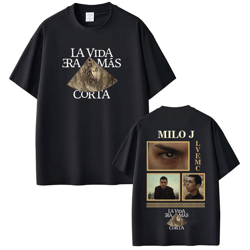 Rap Singer Milo J La Vida Era Mas Corta Album Tshirt Fan Gift Summer Mens Womens Hiphop Tshirt Cotton Casual Tshirt Top