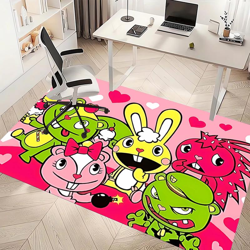 1pc Happy Tree Friends3 Print Area Rug - Soft, Washable Non-Slip Indoor Mat, Living Room, Home Office Decorative Rug,Office Decorative