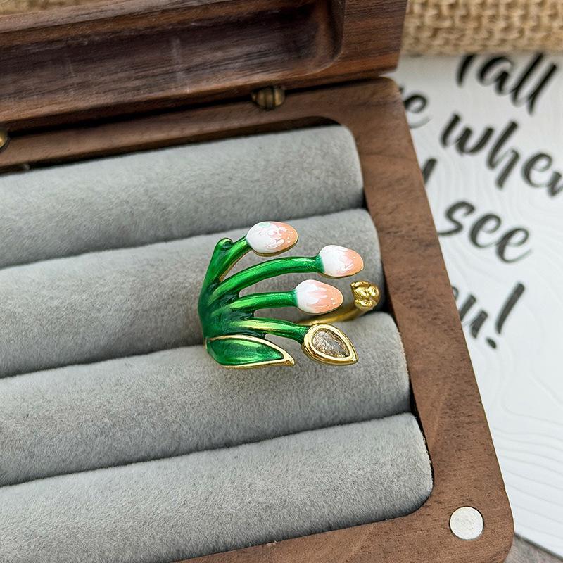 Милое эмалированное кольцо с наслоением, с капающим маслом, в виде цветка, темпераментное, открытое, женское, модное, нишевый дизайн, ощущение легкой роскоши