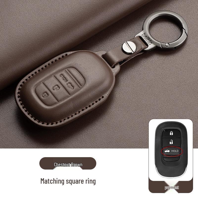 Stylish Key Cover for Eleventh Gen Civic, New CR-V, Accord, XR-V, Crown, HR-V, Xingge, and Haoying - Brown