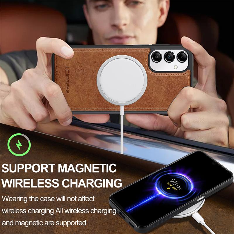 Чехол-книжка 2 в 1 из кожи Magsafe для Samsung Galaxy A56 A36 A16 A15 A14 A34 A35 A55 A54 A53 A52 A17 Магнитный держатель для карт