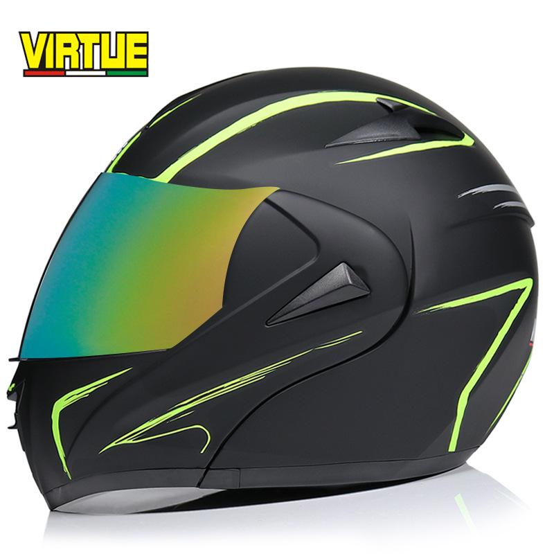 VIRTUE Motorsport Electric Non Motorcycle Helmet Men's Half Helmet Double Lens Full Helmet Running Helmet Carbon Fiber Pattern Road