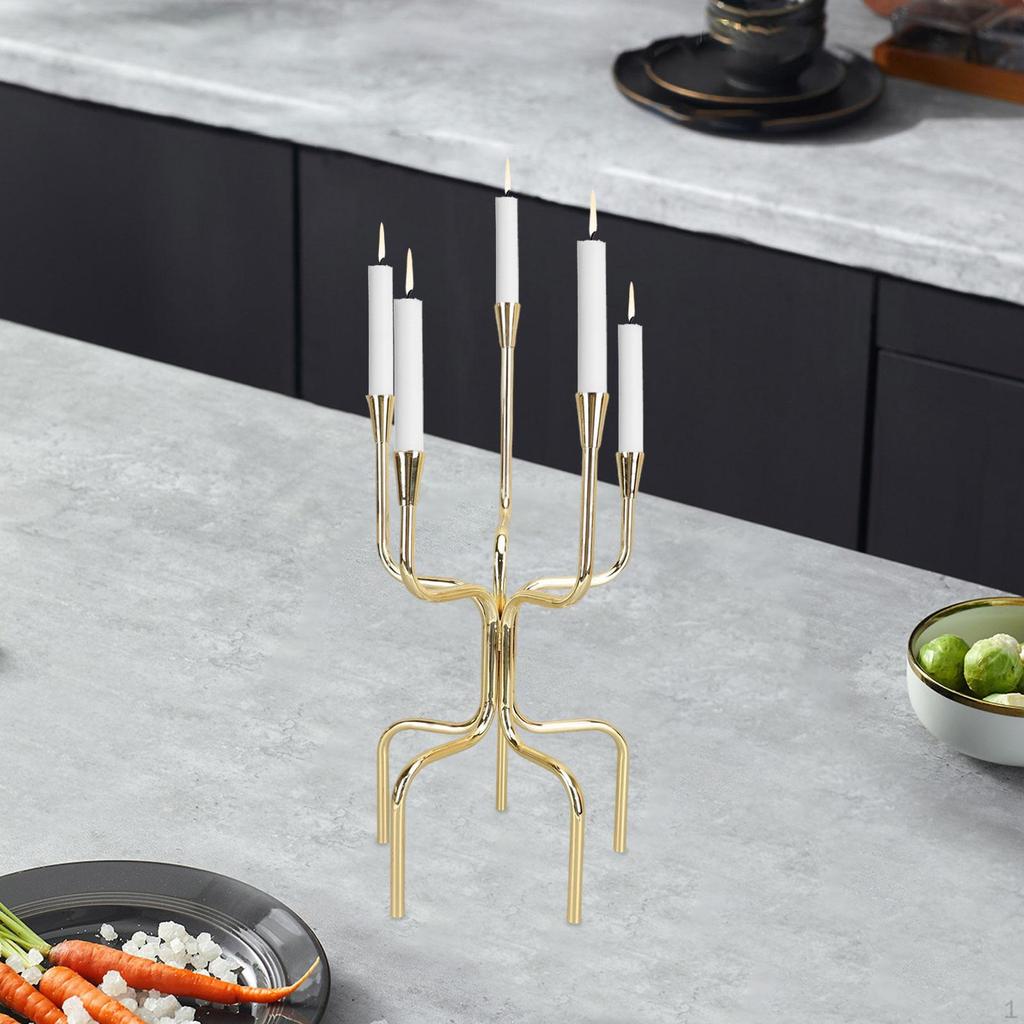 Candlestick Holder Candelabra 5 Arm Decorative Iron Ornament Table Centerpiece Taper Candle