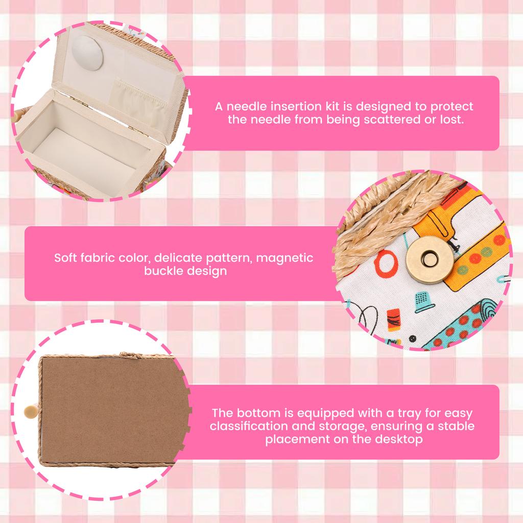 Sewing Basket Large Capacity Sewing Basket Organizer with Inside Pocket Multifunctional Sewing Supplies Basket for Needles