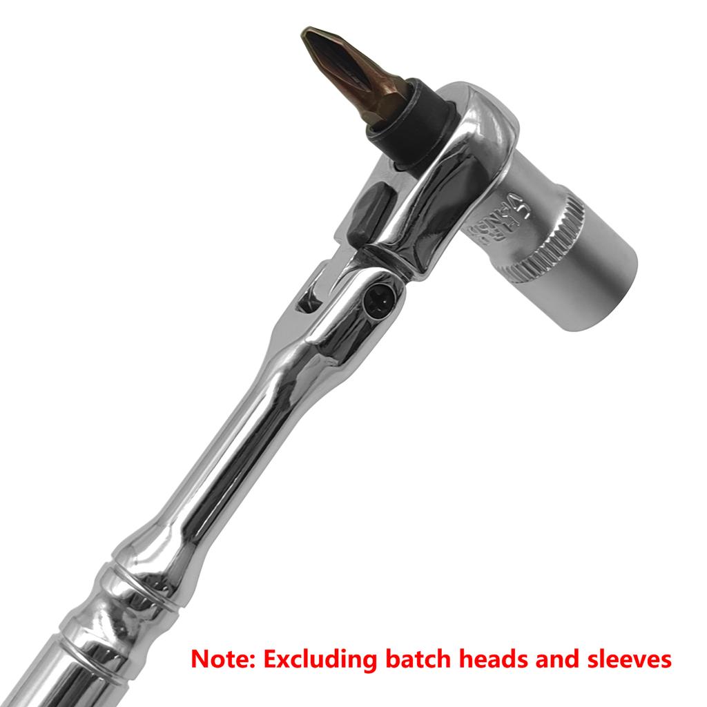 1/4'' Drive Ratchet Handle, 2-in-1 Flex Head Ratcheting Wrench, Socket & Bit Driver with Reversible Design