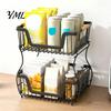 2 Tier Storage Rack 2/3 Layer Countertop Organizer Rack, Heavy Duty Fruit Basket Stand, Desktop Space Saving Carbon Steel for Kitchen, Pantry Stand