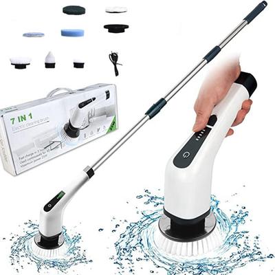 Электрическая вращающаяся скрубберная щетка для чистки Turbo Scrub Brush с 7 сменными насадками Регулируемая ручка Инструменты для чистки кухни и ванной комнаты
