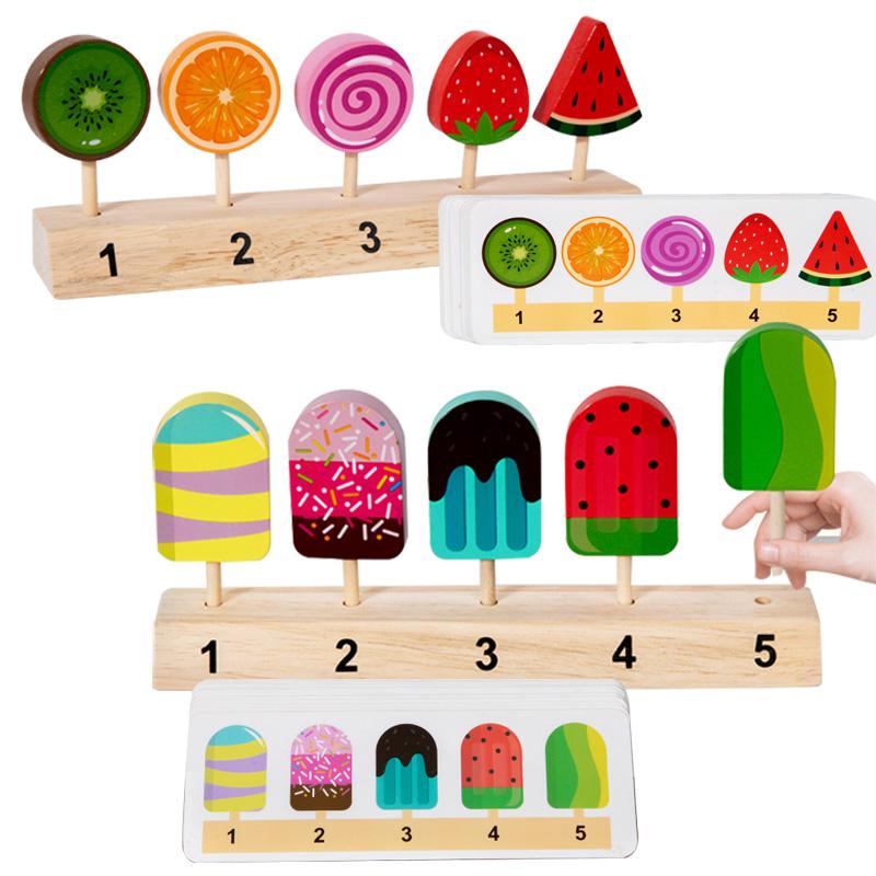 Wooden Ice Cream Toys Pretend Play Food Ice Lolly Kitchen Playset Shop Games Montessori Role Play Educational Toys For Kids 3+