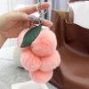 Plush Grape Keychain Fuzzy Faux Fur Car Bag Decoration Hanging Pendant with Metal Buckle Backpack