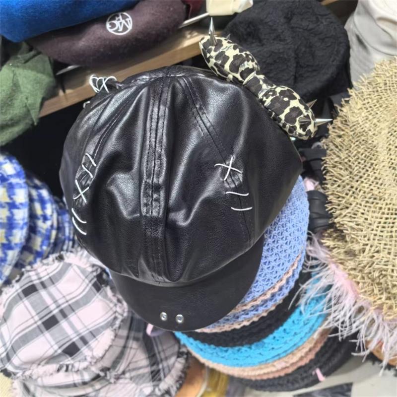 Берет с заклепками для леди, девушки, модный, 2000-е, восьмиугольная шляпа, шляпа водителя, шапочки с черепом для девушки, все сочетается, рокерская шляпа