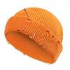 Casual Distressed Hole Female O-Ring Winter With Pins Knitted Hat Beanie Hat Warm Cap Solid Color