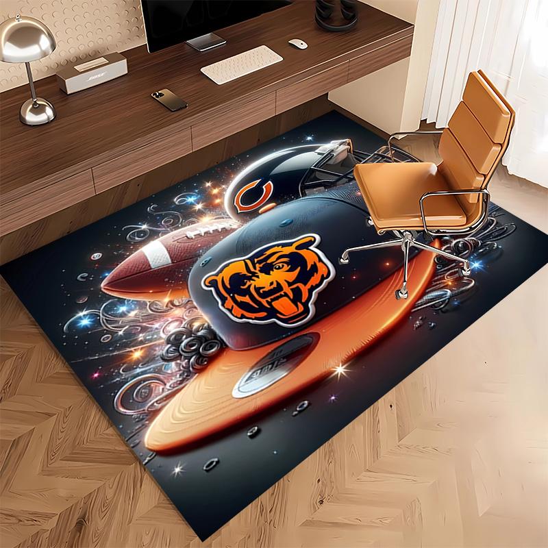 1pc Chicago Bears logo Print Area Rug - Soft, Washable Non-Slip Indoor Mat, Living Room, Home Office Decorative Rug,Office Decorative
