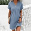 Yousheng летнее мини-платье с короткими рукавами и V-образным вырезом, свободное однотонное платье в стиле бохо с пуговицами, повседневное платье для пляжного отдыха, повседневная одежда