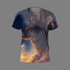 Animal Lion Summer Outfit New Men's 3D Printed T-shirt Men's Fashion Loose Three-dimensional Versatile Round Neck Short Sleeved T-shirt